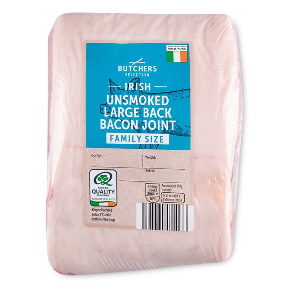 Irish Unsmoked Large Back Bacon Joint Family Size 1.2g Butcher's Selection